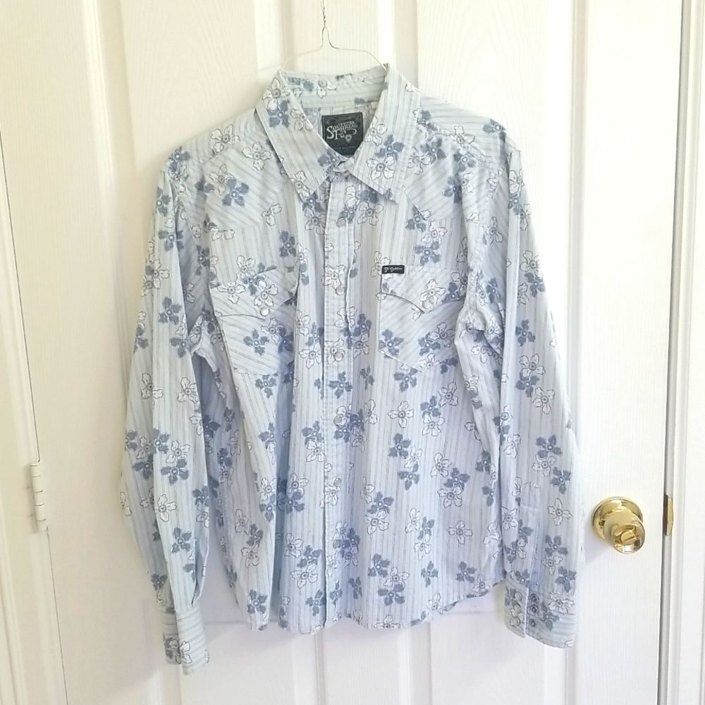 Southern Thread Pearl Snaps Long Sleeve Shirt (M)